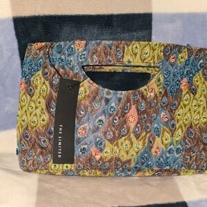 The Limited Blue and Brown Patterned Clutch